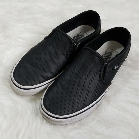vans asher black leather